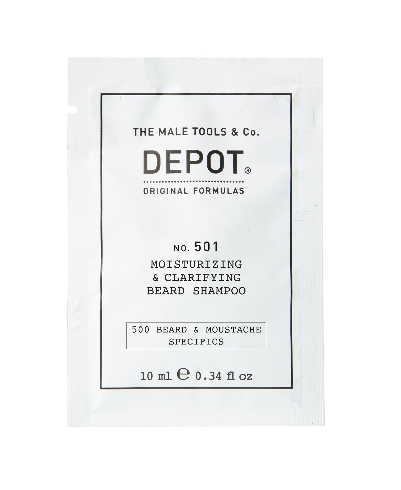 Depot, 500 specifiche per barba e baffi n. 501, pro-vitamina B5, shampoo da barba, idratante e chiarificante, 10 ml
