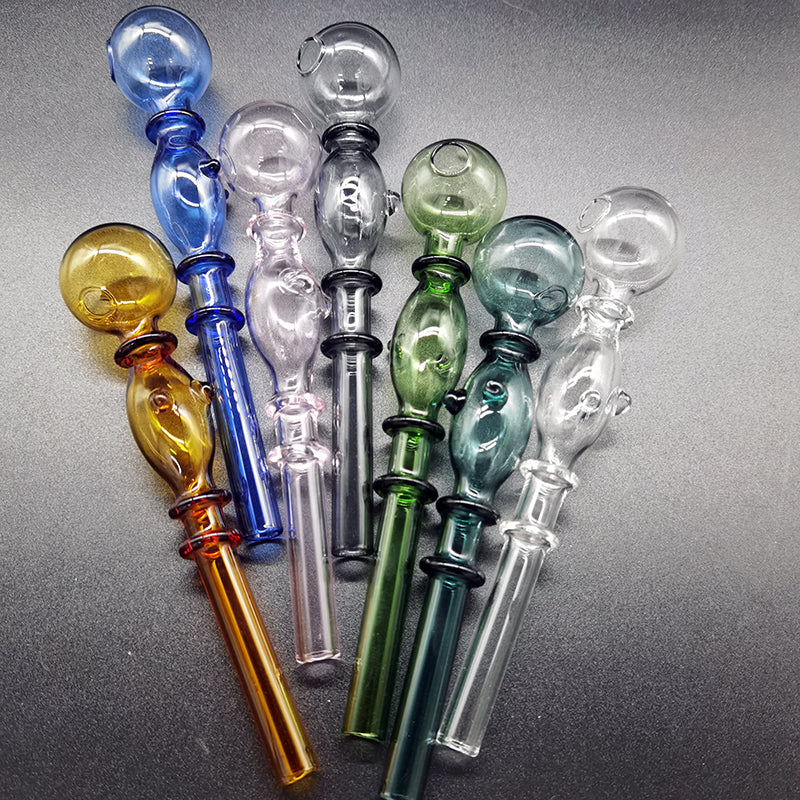 Thick Smoking Water Pipe Glass Oil Burner Pipes Double Bubble Straight Pot Approx 140mm Helical Tube Borosilicate Spring Tubes For Bongs Dab Oils Ri
