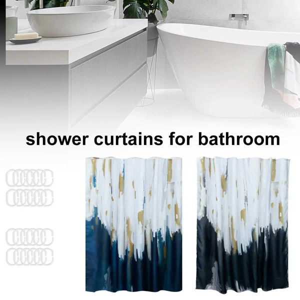 Watercolor Shower Curtain Waterproof Polyester Bathroom Curtain 71 x 79 inch Quick-Drying Shower Curtain Decorative AbstractT250210