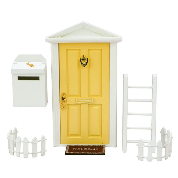Doll House Accessories Dollhouse Door Mini Fairy Door Kit Tiny Wood Fairy Door For Wall Fairy Accessories Includes Doors Ladders Fences Mail