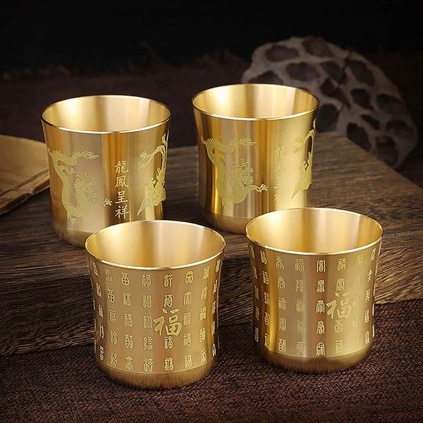Brass Tea Cup Homeware Drinkware Ancient Teacup For Drink Tea Coffee Tabletop Home Decor 240805