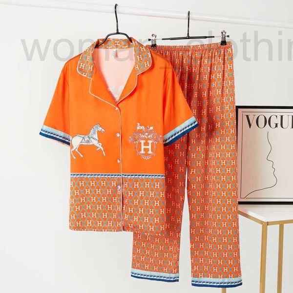 Sleepwear Designer Women&#039;s Pajamas Womens Spring Autumn Summer New Ice Mesh Red Thin Short Sleeve Pants Women&#039;s Home Clothe