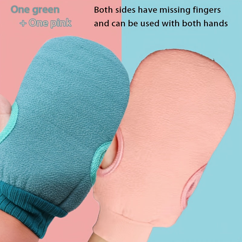 TEMU 2pcs Exfoliating Bath Gloves, Polyester Dual-sided Coarse Scrub Mitts For Massage And Body Scrubs, Adult Hand , Body Scrub Bath Accessories