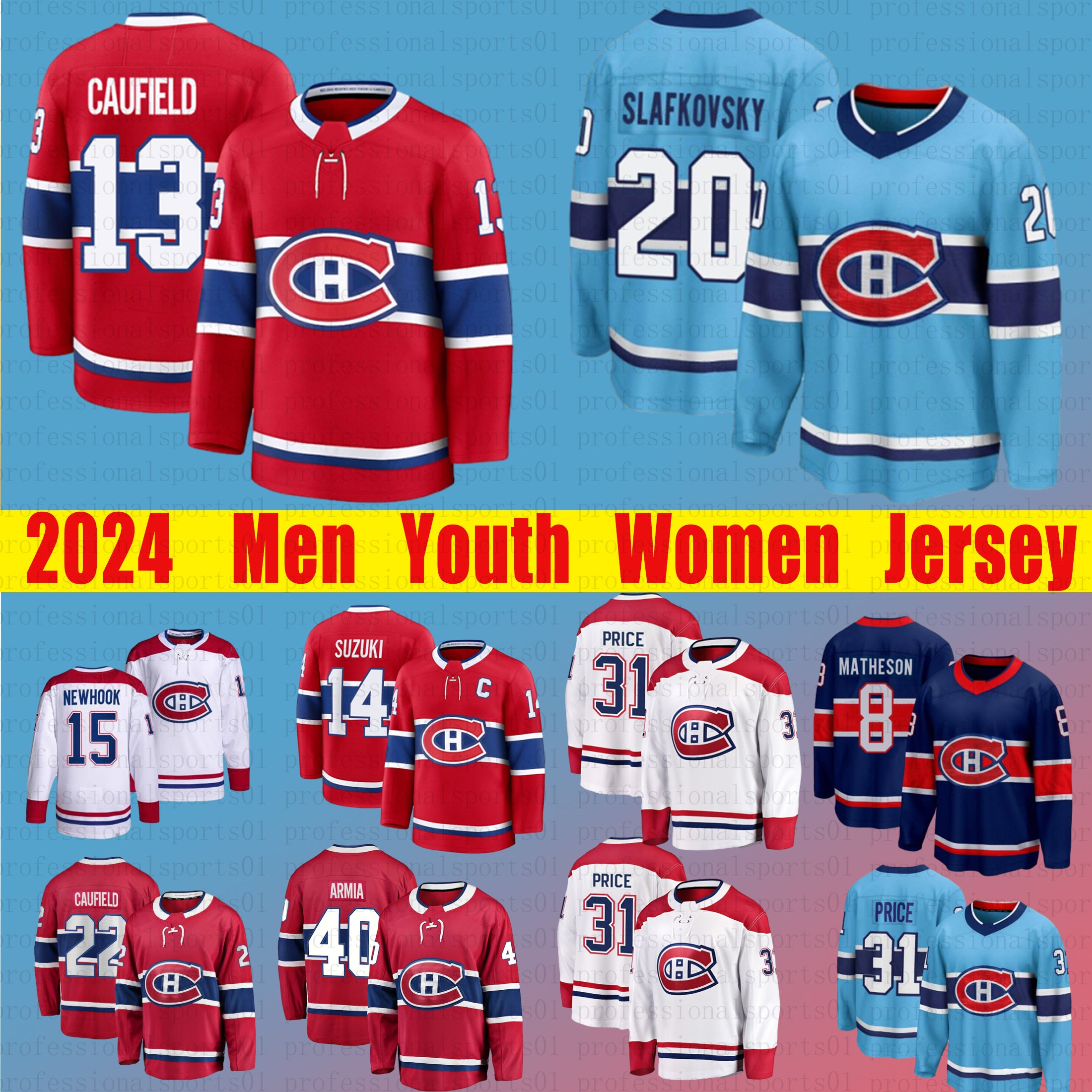 #14 Nick Suzuki montreal hockey jersey #22 Cole Caufield #8 Mike Matheson #77 Kirby Dach #35 Sam Montembeault #20 Jur Slafkovsky #31 Carey Price can