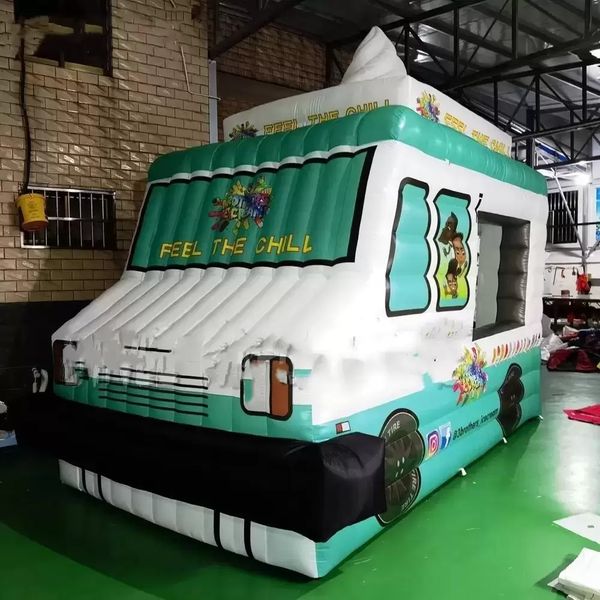 Customized bouncers mobile portable giant inflatable ice cream truck stand pop up car tent