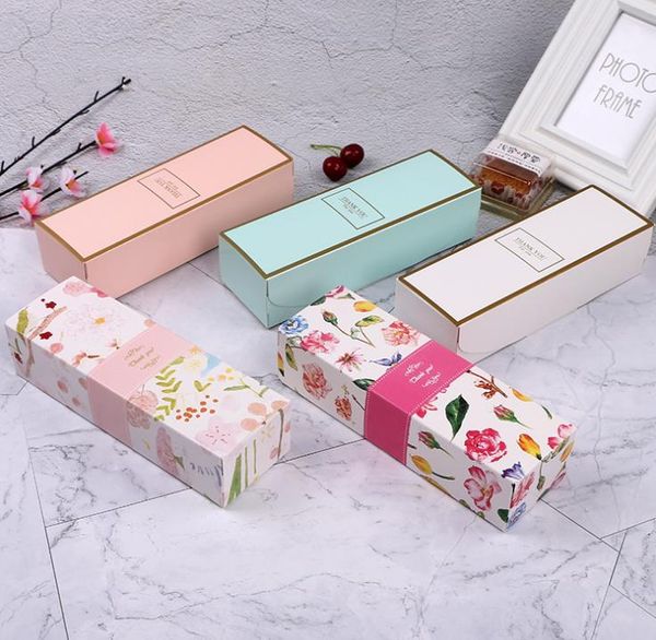 Floral Printed Long Macaron Gift Box Moon Cake Box Carton Present Packaging for Cookie Wedding Favors Candy Box P1110