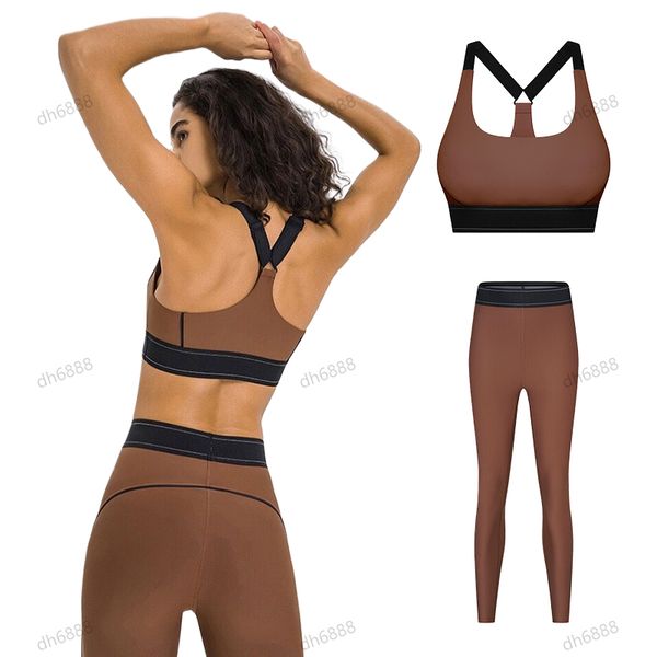 womens yoga set Adjustable Shoulder Strap Sports Bra Elastic Waist Training Yoga Pants Women Activewear Set