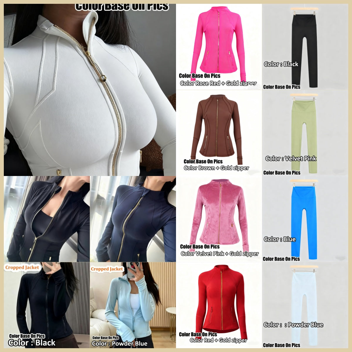 Womens Yoga Workout set Outerwear Jacket Gym High Fitness Sportswear Waist Tight Pants Outfit women yogas Jackets Zipper Long Sleeve Tight Running S