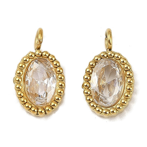 304 Edelstahl Micro Pave Zirkonia Charms