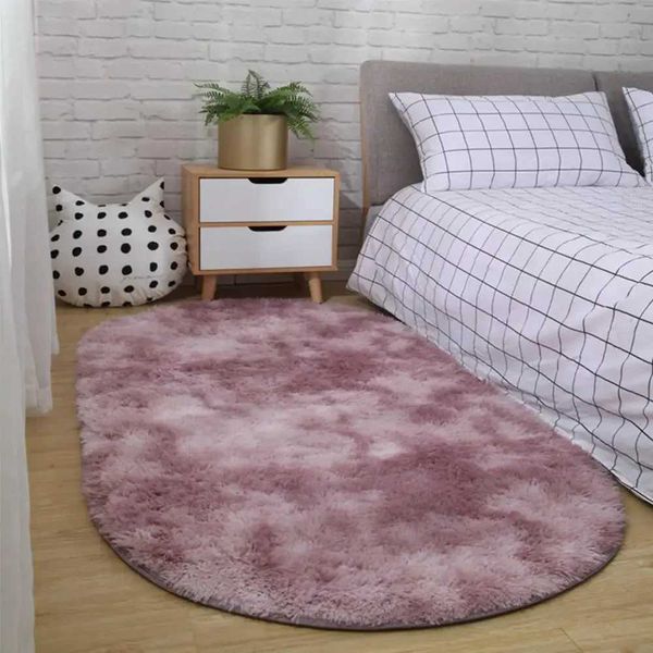 Fluffy Oval Rug Carpets for Living Room Home Decor Bedroom Kid Room Floor Mat Decoration Salon Pile Rug 40*60cm Plush RugXJ241101