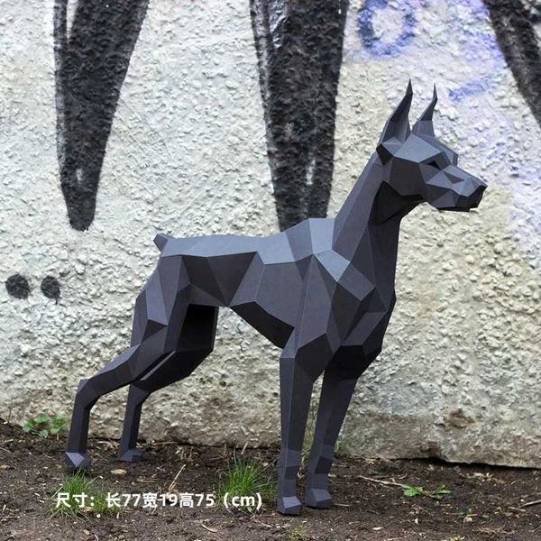 Architecture-DIY House 75cm Doberman Paper Model Handmade 3D DIY Papercraft Home Decor Desk Decoration Puzzles Educational Toys Creative Scu
