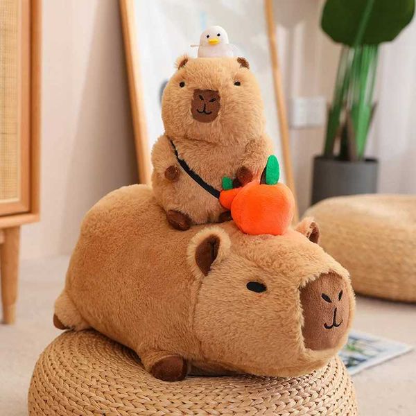 Capybara Plush Toy Simulation Capibara with Fruits Fluffy Doll Stuffed Animals Bubble Pendant Funny Gift for ChristmasXJ241204
