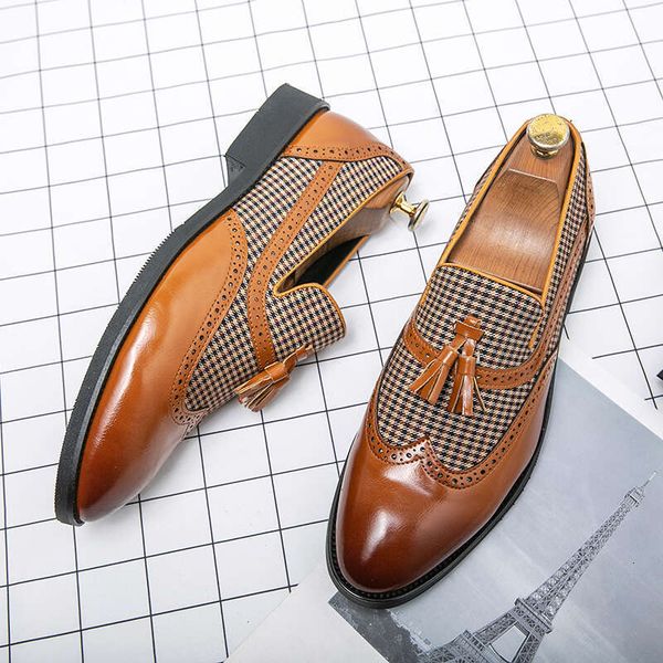 New Tassel Business Loafers For Toe Slip-On Brown Driving Men Dress Shoes Fashion Wedding Moccasins Free Shipping
