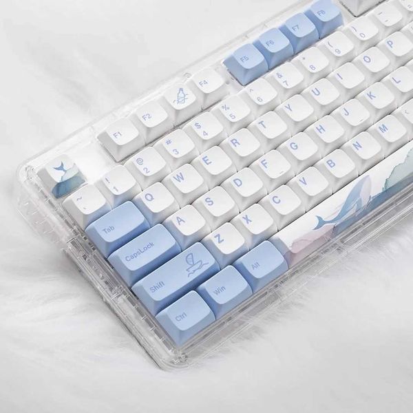133 key XDA Profile key cover Ocean Wh theme PBT key cover for MX switch mechanical keyboard dye Suble e white key cover Y241126