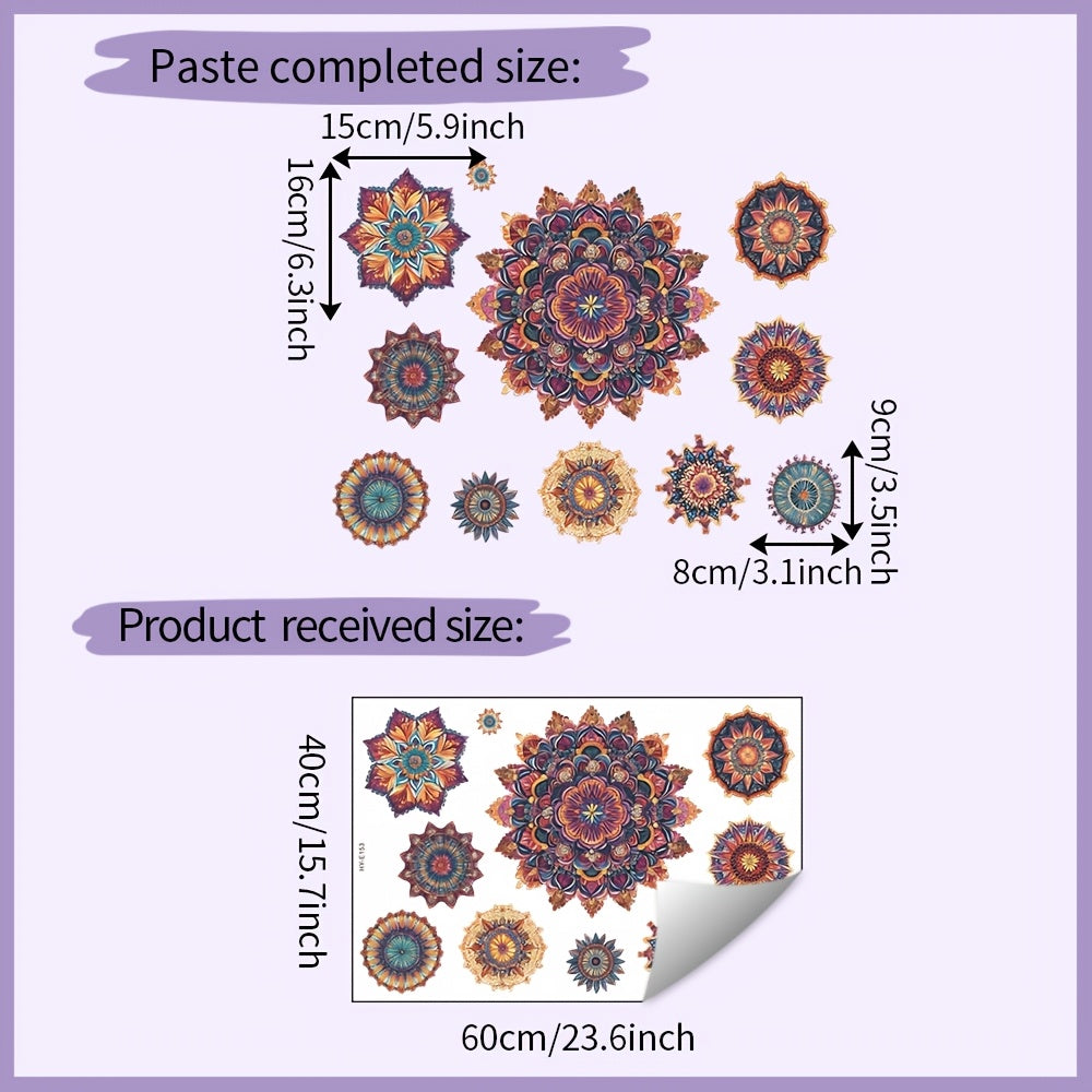 TEMU Removable Waterproof Pvc Wall Decal With 11 Floral Designs, Ideal For Living Room, Bedroom, Classroom, Office - Vinyl, Self-adhesive, 15.7x23.6