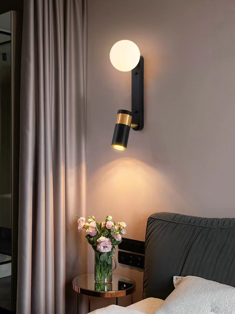 Modern Black Gold LED Spotlight Wall Lamps Lighting for Bedside Bedroom Study Living Room Indoor Decoration Lamp