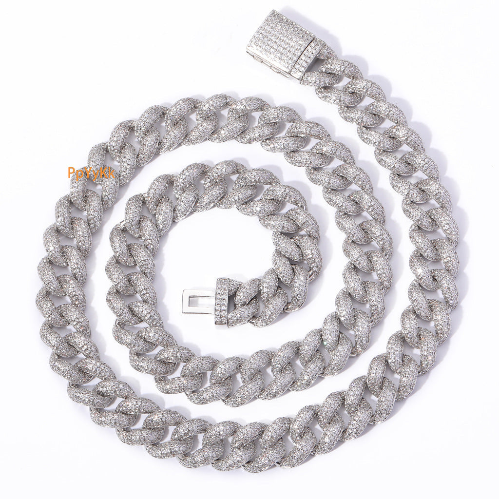 New Hip Hop 12mm Bubble Chain Heavy Iced Out Cuban Chain VVS Moissanite Bling Bling Necklace Pass the diamond tester