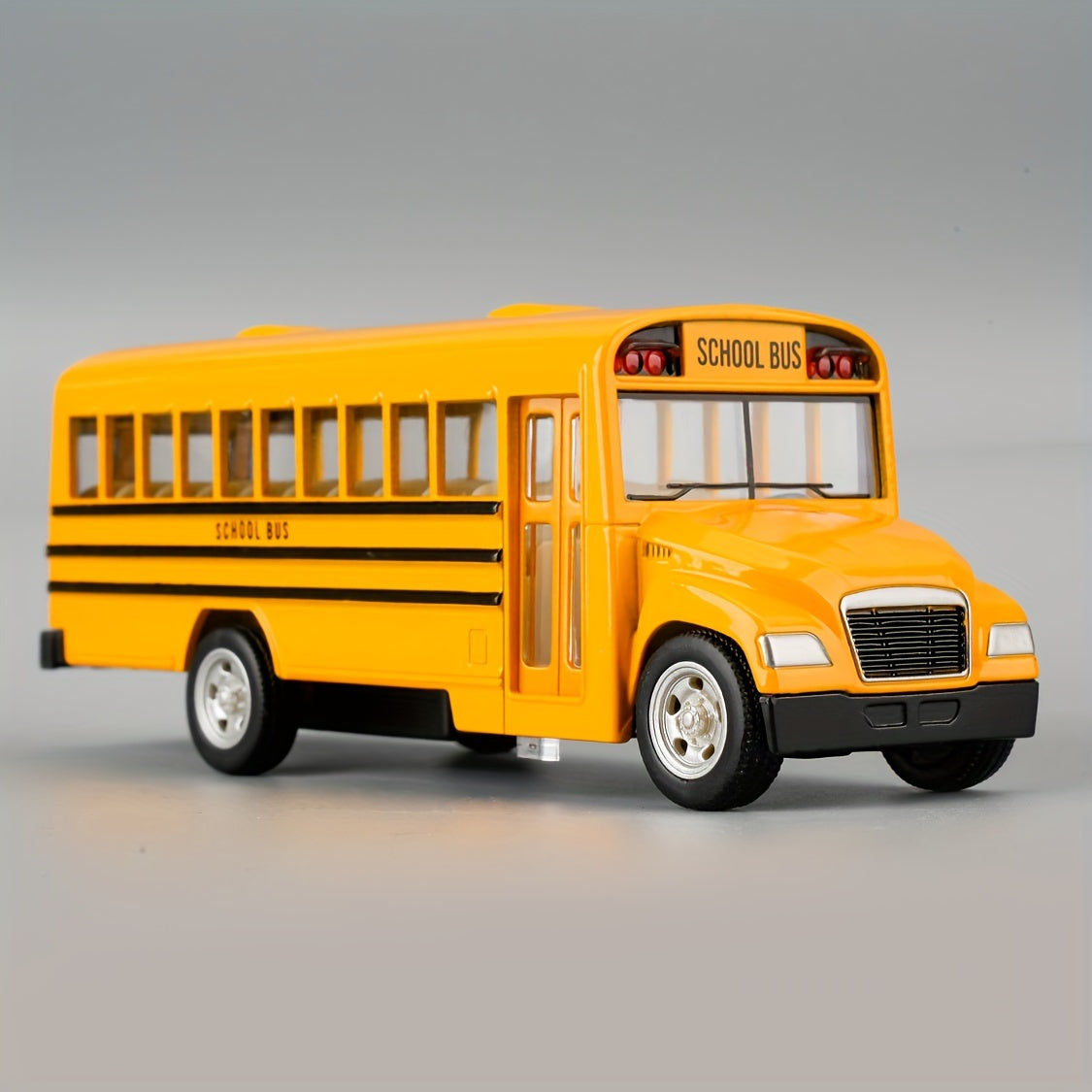 TEMU 1:36 Scale Diecast Yellow School Bus Toy Car For - 5 Inch Pull Back Action, & Rubber Tires, Aluminum Alloy