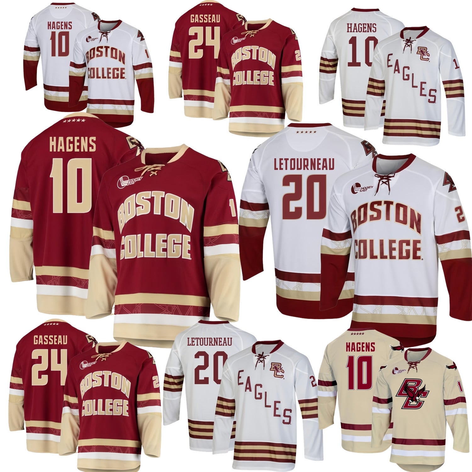 Boston College Hockey Jersey James Hagens Brian Leetch Johnny Gaudreau Dean Letourneau Andre Gasseau Hagens Demko Gauthier Fortescue Jellvik Radivoj