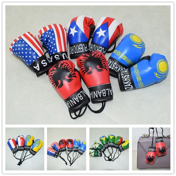 2Pcs-Pair Mini Boxing Gloves Newborn Photography Prop Accessories Set Baby Photoshoot Flag Gloves Car Hanging Decorated Keychain
