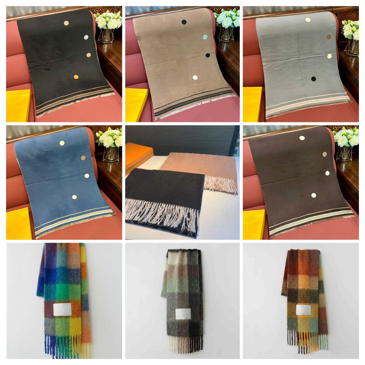 Scarves Classic Cashmere Scarf Women&#039;s Shawl Khaki Black Thick Warm Winter Designer Scarf 71023C 28990