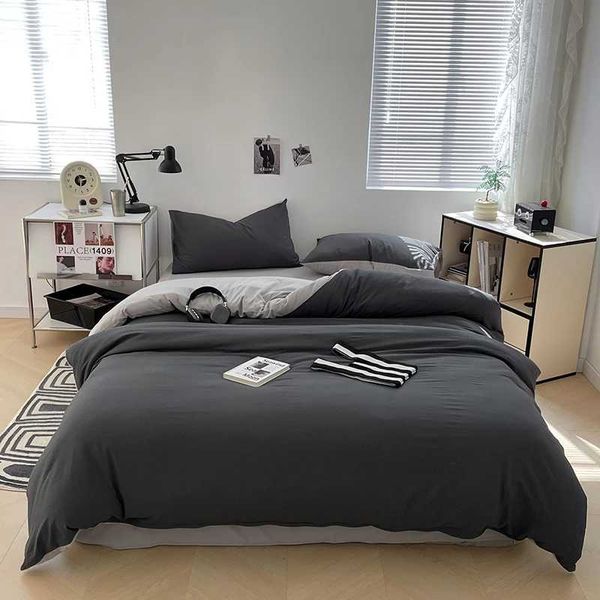 3pcs Duvet Cover Black Fashion Bedding Set for Men Grey Comforter Cover Microfiber Solid Color Quilt Cover with 2 cases X250203
