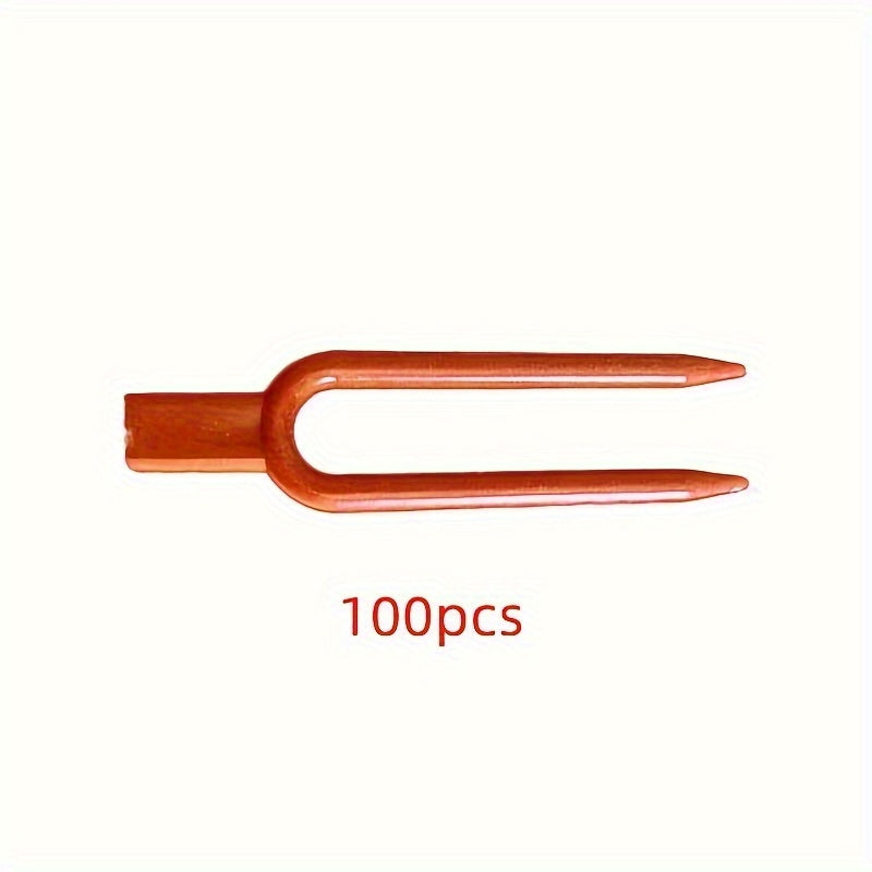 TEMU 100pcs Red Plastic Garden Stakes - Strawberry & Support Clips, Durable Planting Forks For Secure Root & Stem Fixation, High-quality Plastic