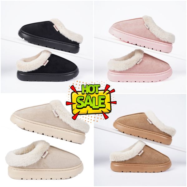 free shipping women slippers designer slides mule platform sandals boots slide ankle snow wool winter warm fur white brown booties