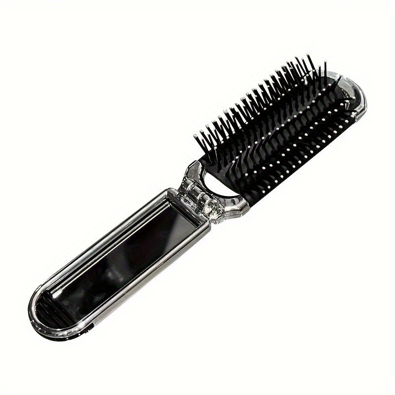 TEMU A Mini Hairbrush, A 2-in-1 Girl's Hairbrush With Mirror, Foldable Massage Comb For Massaging And Anti-static Portable Travel Hairbrush