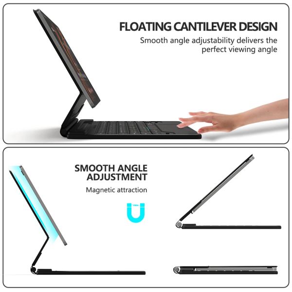 Magic Keyboard Case for Samsung Galaxy Tab S9+-S8+- S8 Plus- S7 FE- S7 Plus 12.4 inch Multi-Angle Trackpad Backlit Keyboard