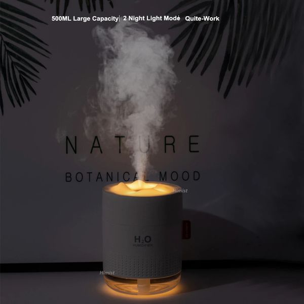 Humidifiers Ultrasonic Air Humidifier 500ML Snow Mountain USB Aroma Essential Oil Diffuser Heavy Mist Ultra Quite Humidificador Mist Difusor