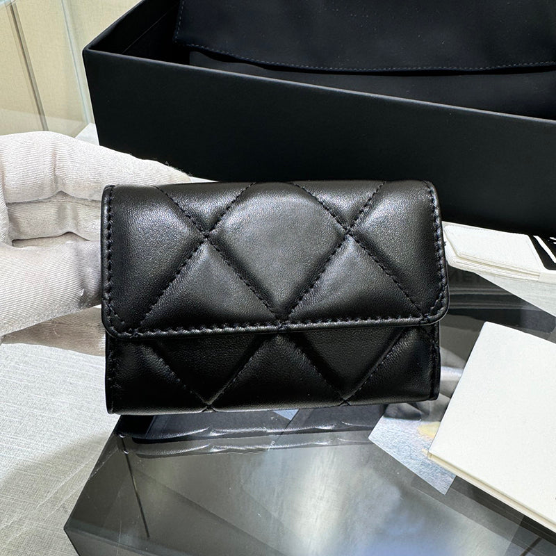 19 Flap Card Holder Lambskin Lady Wallet 20A Mirror quality Designer Wallet Genuine Leather Coin Purses With Box C253