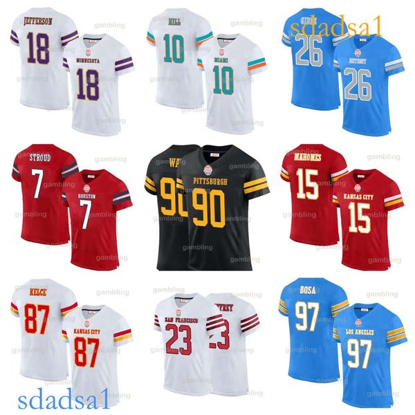 Custom Football Jerseys All ed 15 Mahomes 87 Kelce Tagovailoa 97 Idan 1 Stefon Men-Youth Hot Sale