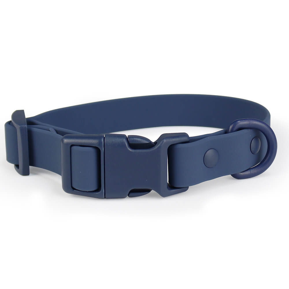 PVC Waterproof Durable Pet Accessories Adjustable Collar - Customizable Colors, Dark Blue - L