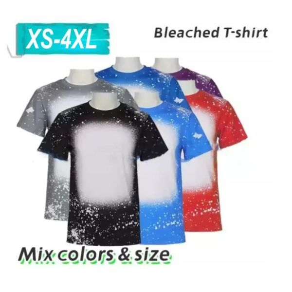 Sublimation Tees Shirts Heat Transfer Blank Bleach Shirt Bleached Polyester T-shirts US Men Women Party Supplies AU21