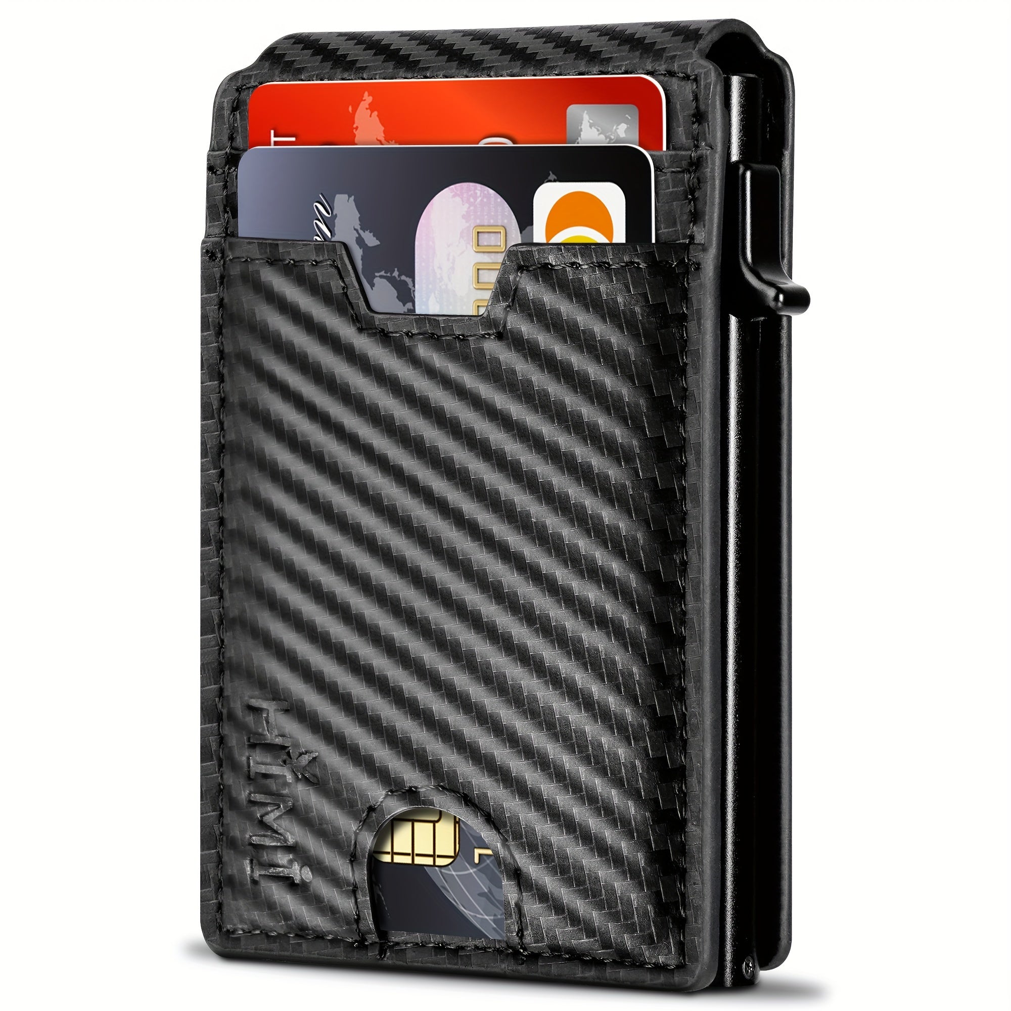 TEMU Minimalist Slim Wallet For Men With Money Clip Rfid Blocking Wallet Pop Up Aluminum Card Holder With Gift Box