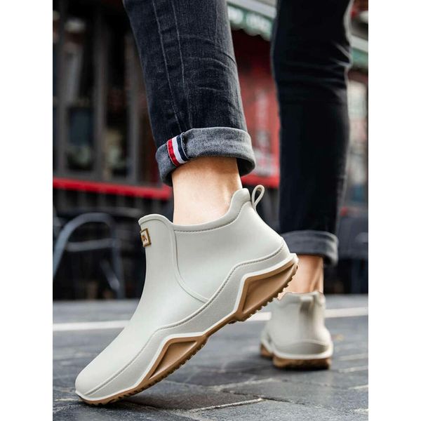New Ankle Women Waterproof Shoes Rain Boots Men Anti-slip Wear-resistant Plush Fashion Kitchen Summer Winter