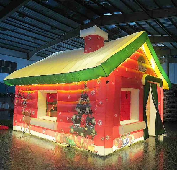 Activities Christmas decoration led lighting inflatable Santa House party event cabin tent for sale