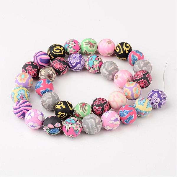 12mm Mixed Handmade Polymer Clay Round-Ball Beads