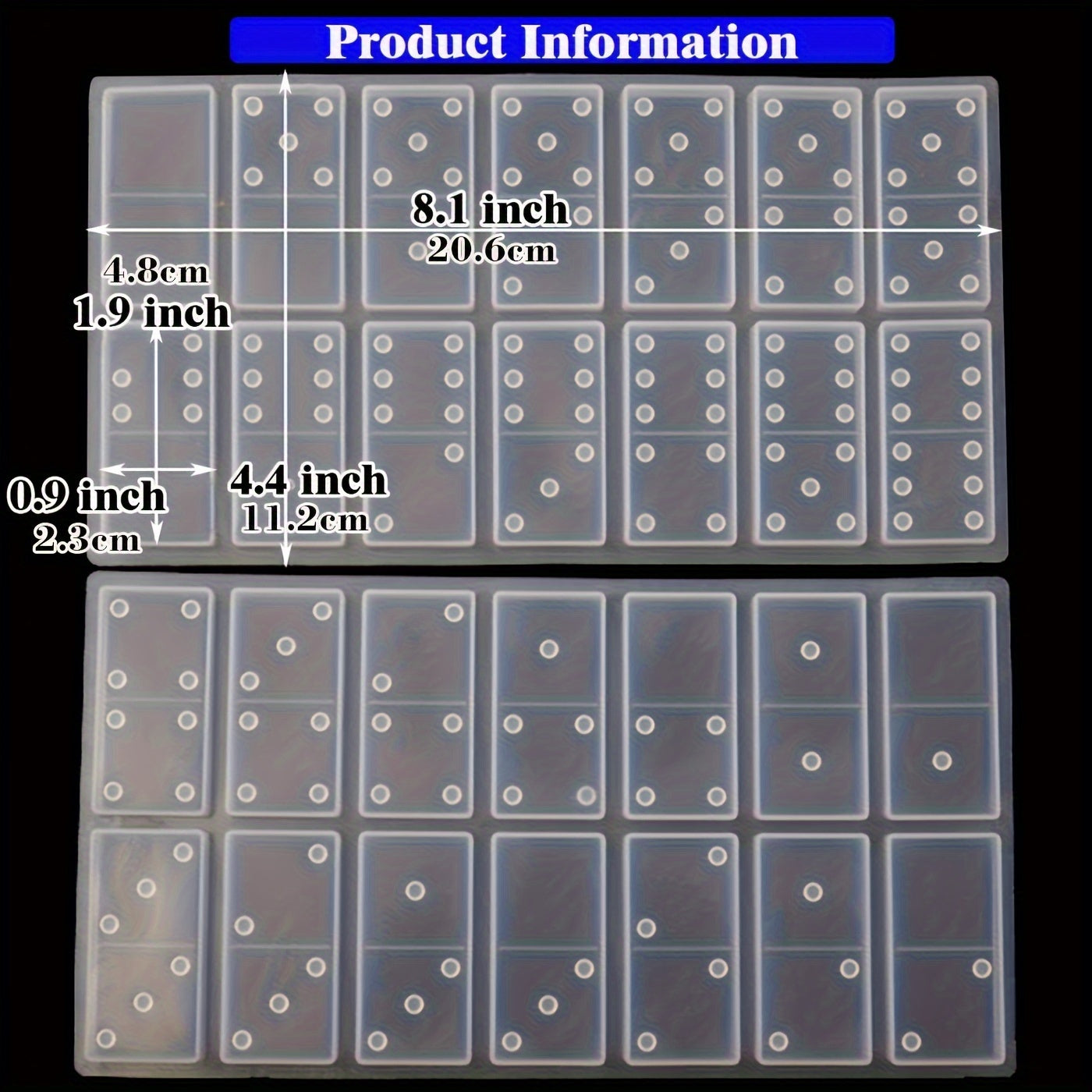 TEMU 2pcs-domino Resin Mold, Domino Epoxy Resin Mold Standard Size, 28 Cavity Silicone Mold For Epoxy Resin Casting Glossy Mold, Resin, Glossy And