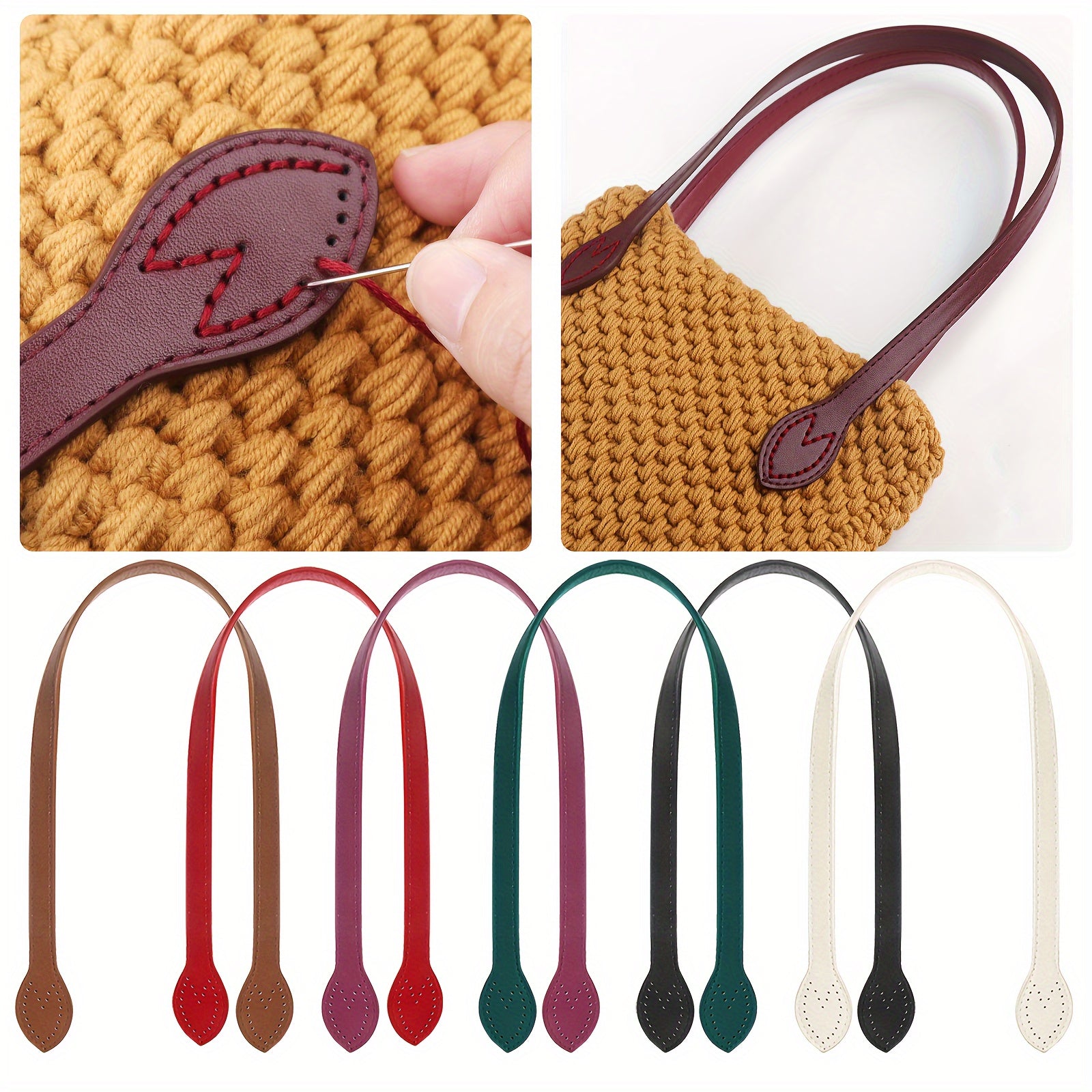 TEMU 4-12pcs Bag Handles For Bag Making, 23.4" Leather Straps For Handbag, Purse Handles For Crochet Bags 6 Colors, Diy Wallet Making