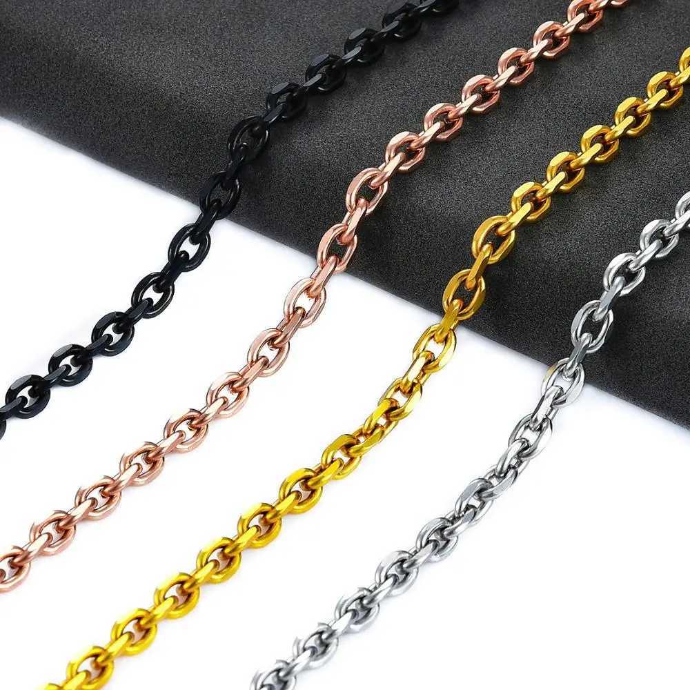 Fashion Women Men Stainless Steel Rolo Link O Chain Necklace for DIY Charm Pendant Choker Jewelry Accessories ChristmasX240919