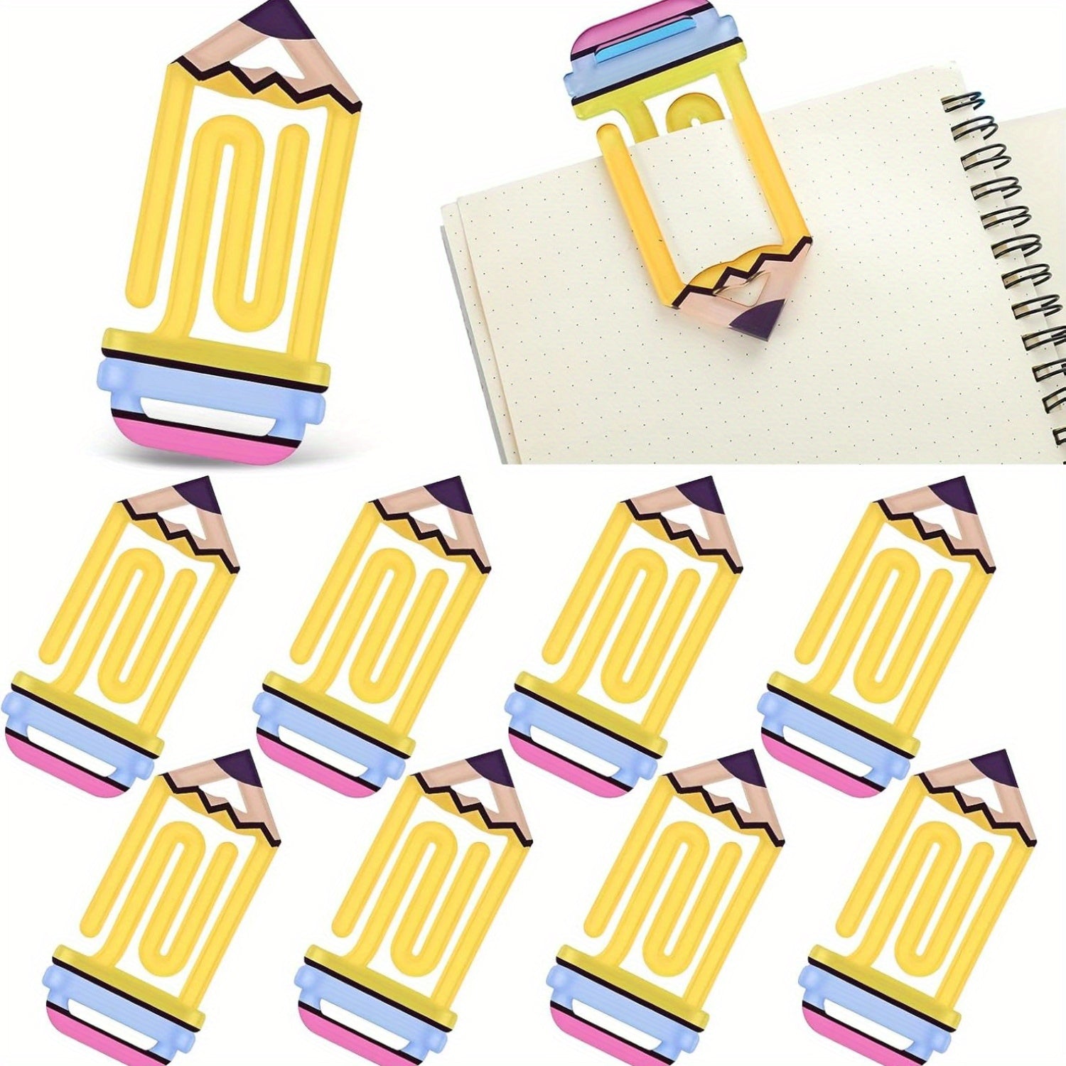 TEMU 9pcs Teacher Acrylic Paper Clips Teacher Appreciation Gift 4-inch Bookmark Set Book Lovers, Back To School Supplies (pencils, Notebooks, Paper)
