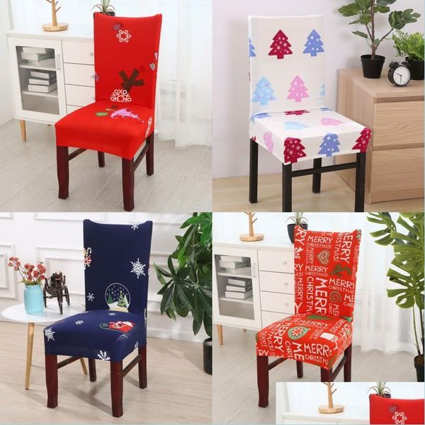 Chair Covers Seat Er Christmas Flower Santa Claus El Dining Chair Ers Moistureproof Office Gaming 8Xz G2 Drop Delivery Home Garden T Dhql2
