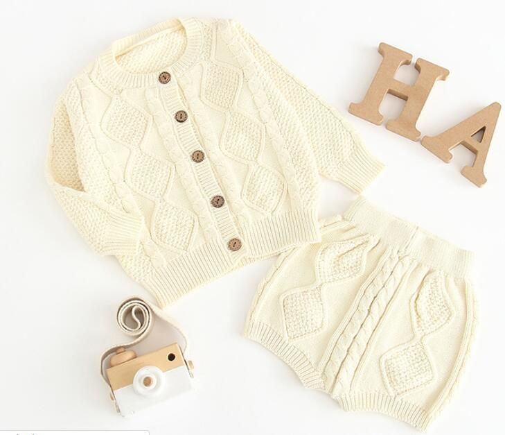K549 Children Clohting Autumn Embroidery Flowers Set Fashion Baby Girls Clothes Long Sleeve Knit Cardigan+Romper Sets