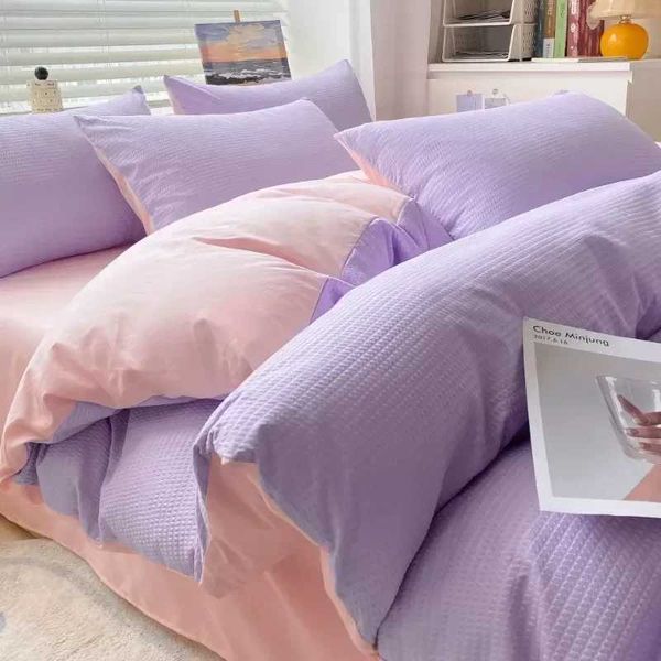 Bedding set Solid color waffle brush four piece bedding M241005