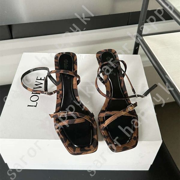 Designer Shoes 2024 Free Shipping Summer New Cross Strap Open Square Toe Minimalist Temperament High-Heeled Sandals For Women Size 601