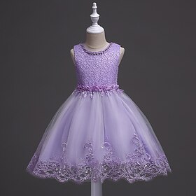 Infantil Para Meninas Vestido de festa Côr Sólida Sem Manga Formal Espetáculo Aniversário Moda Princesa Poliéster Vestido de florista Verão Primavera 2-12 anos