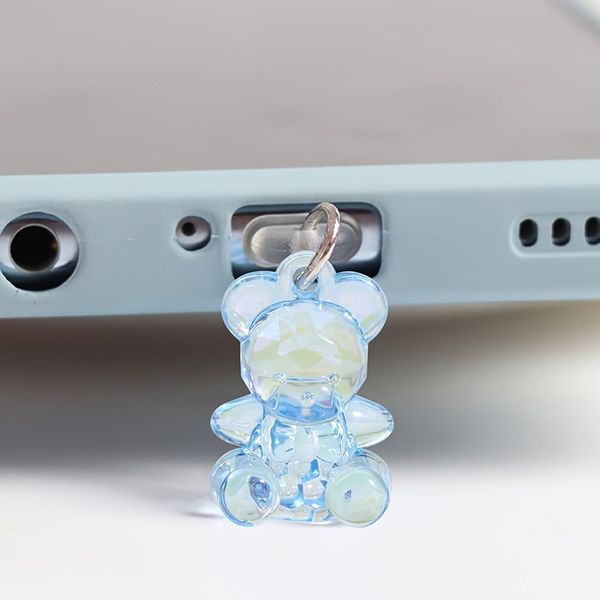Kawaii Phone Dust Plug Charm Acrylic Bear Jack Dust Protection Stopper Anti Dust Cap Charge Port Plug For Phone