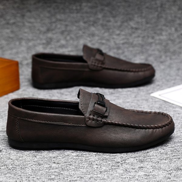 High Dress Summer Soft Bottom Business Waterproof Lightweight Leather Men&#039;S Loafer Bean Shoes Men Thick Sole Breathable
